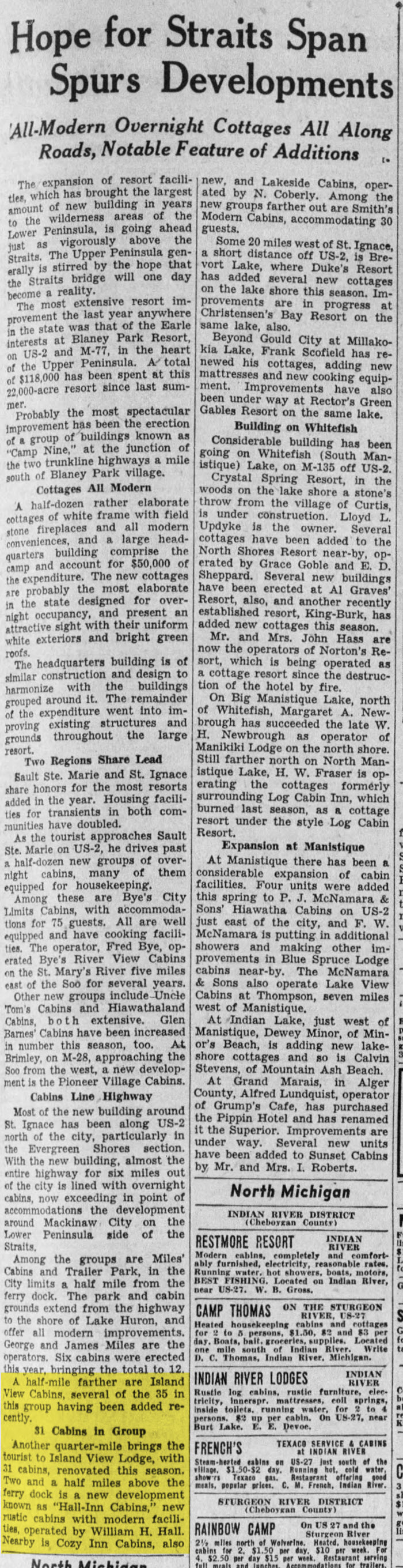 Chalet North Motel (Island View Lodge Motel) - June 18 1939 Article (newer photo)
